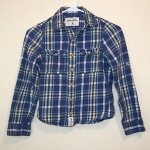 Abercrombie Blue and Yellow Plaid Button Down Flannel Size Small
